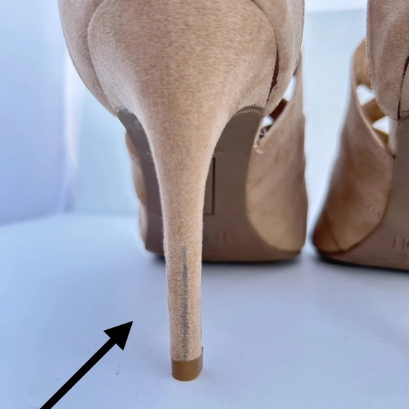 Christian Siriano for Payless Faux Suede Ankle Strap Peep Toe Heels Size 11 - Picture 4 of 9